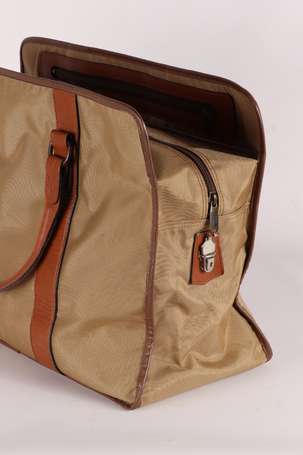 LANCEL - Sac de voyage en toile beige et cuir 