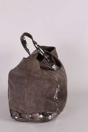 VANESSA BRUNO - Sac cabas en nubuck taupe brodé de