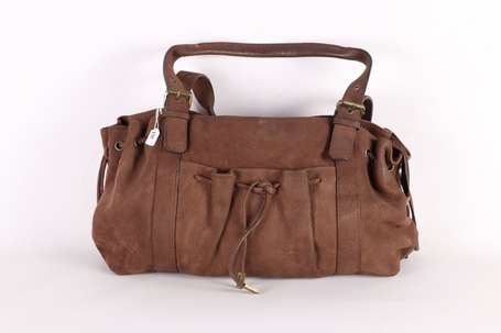 SABRINA - Sac porté main en nubuck chocolat, 