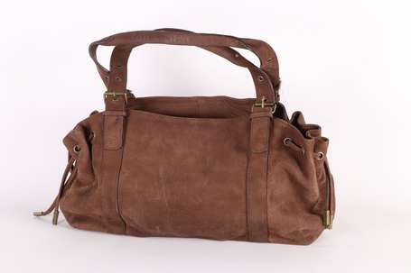 SABRINA - Sac porté main en nubuck chocolat, 