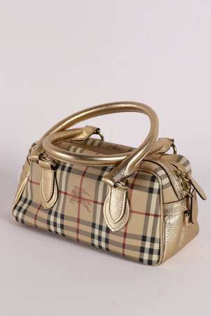 BURBERRY - Sac à main en toile enduite tartan et 