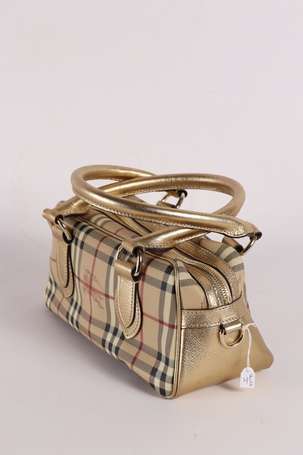 BURBERRY - Sac à main en toile enduite tartan et 