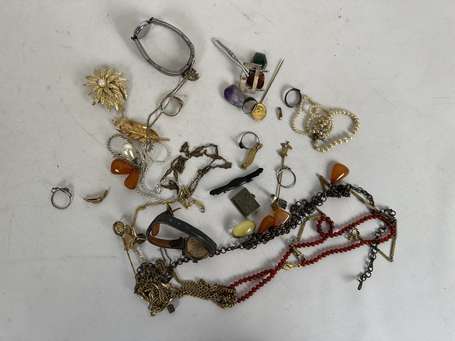 Lot de bijoux fantaisie dont montres, broches et 