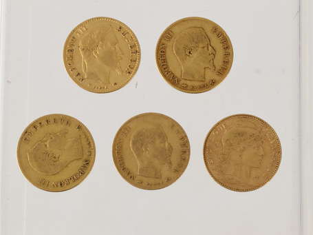 5 pièces de 10 francs or. Poids total : 15,91 g