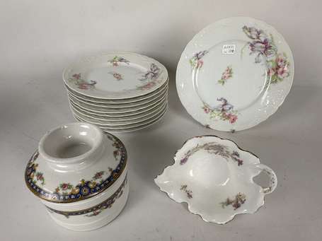 Lot de porcelaines comprenant 10 assiettes à 