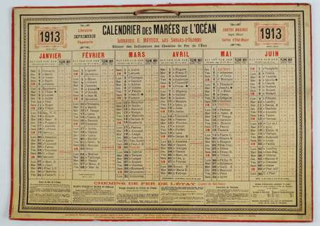 SABLES D'OLONNES - 1913 - Calendrier des marées de