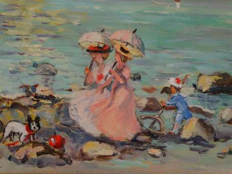 Sedrac Marina 1919-1999 Sur la plage Huile sur 