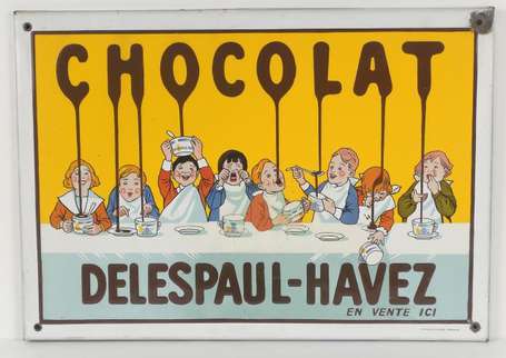 CHOCOLAT DELESPAUL-HAVEZ : Plaque émaillée plate à