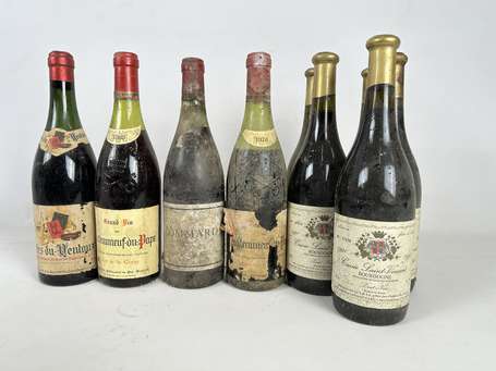 Lot de 9 bouteilles : Châteauneuf-du-Pape 1969 et 