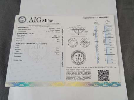 Diamant Fancy Black 3,24ct Certificat AIG Milan